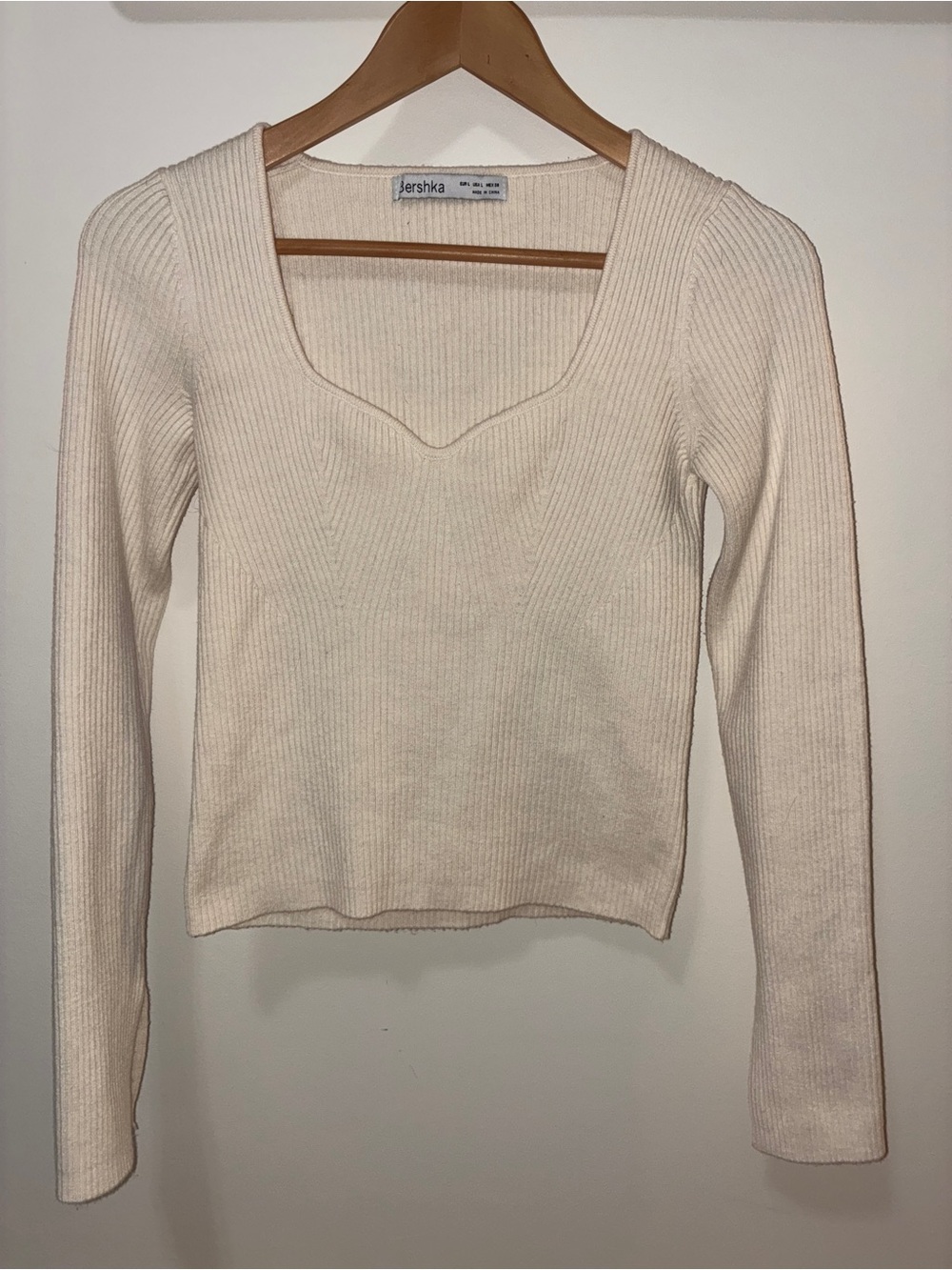 Bershka Sweetheart Neckline Ribbed Sweater